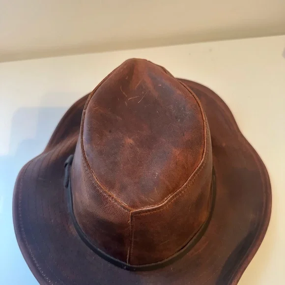 Henschel Rugged Safari Brown Leather Hat Men’s Medium